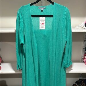 Jessica London Teal Open Front Sweater